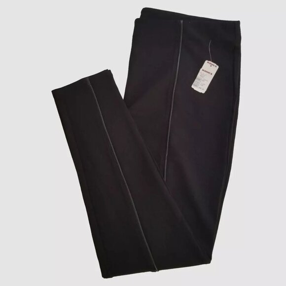 Simply Vera Wang Legging Pants Womens XL Black Stretch Pleather Cord Detail NEW - Picture 1 of 9